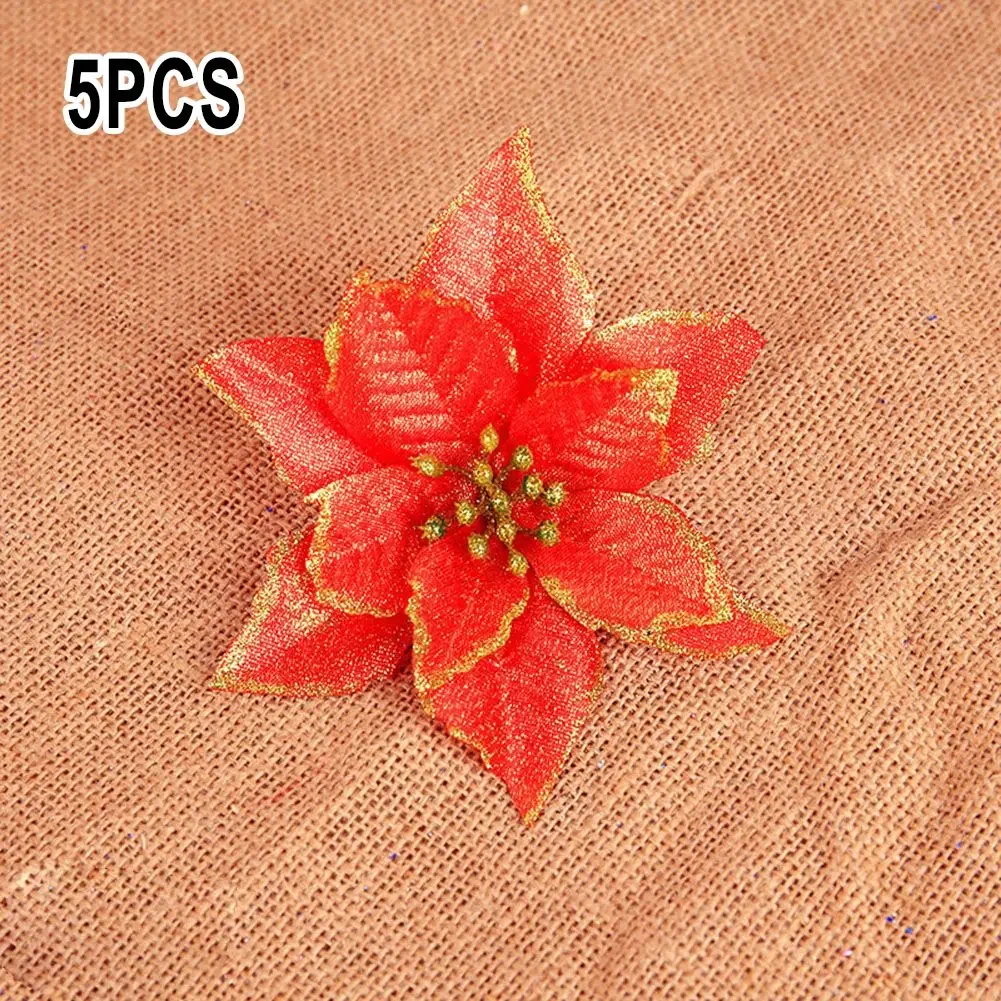 Offices Product Counters Flower Decor Decorative Artificial Poinsettia Christmas Tree Home Ornament High Quality