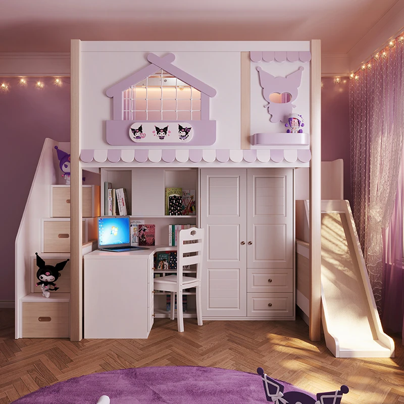

All solid wood bed and table combination