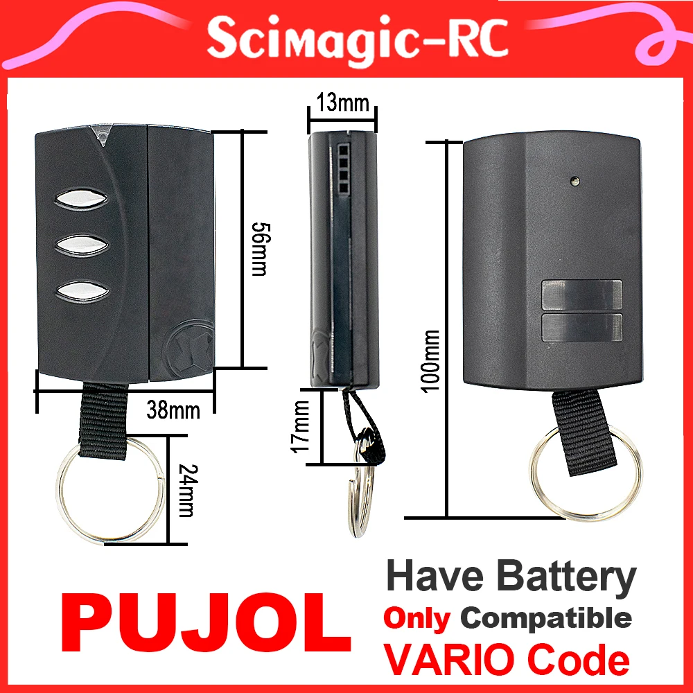 PUJOL VARIO Code Black 433,92mhz Rolling Code Garage Remote Control 3 Button Transmitter