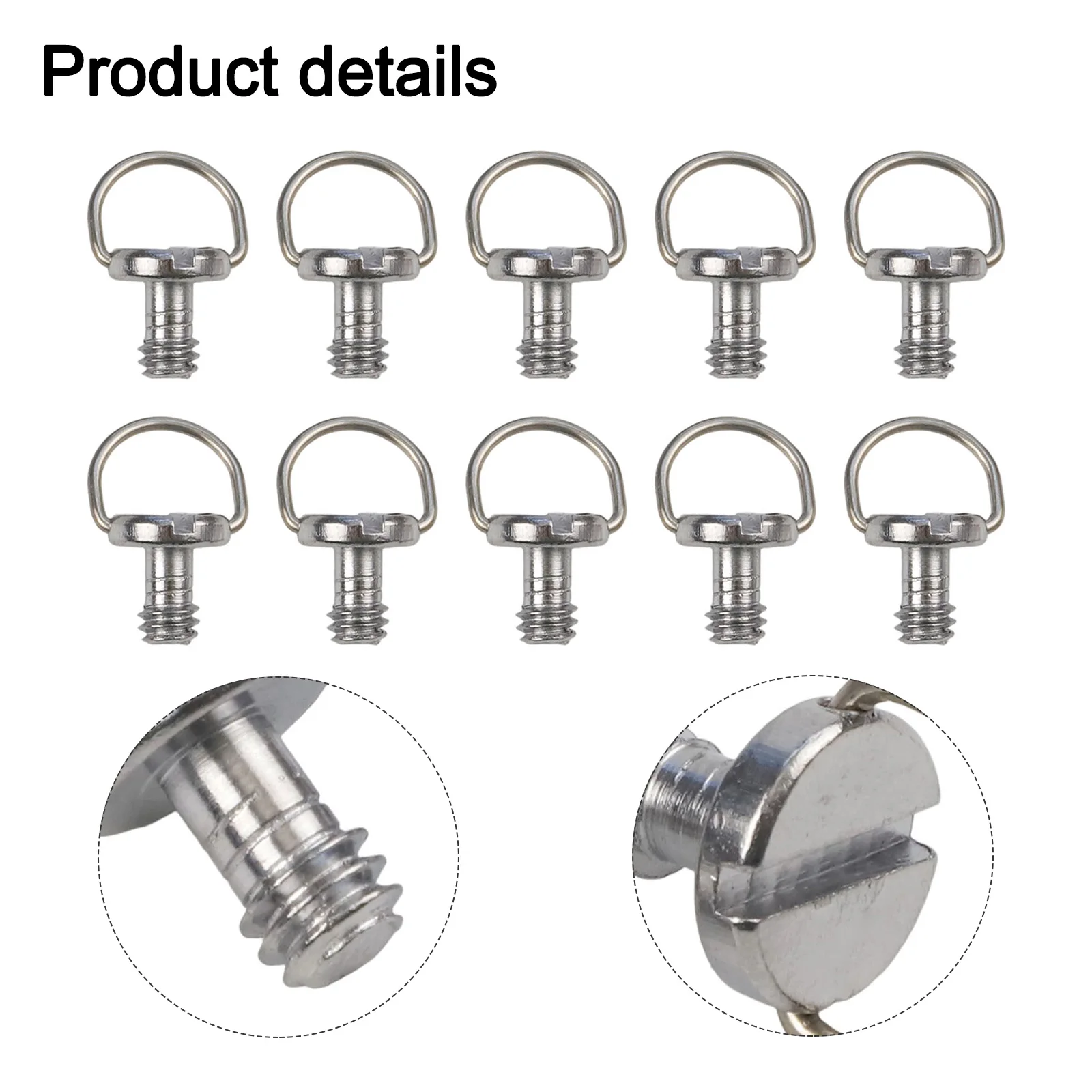 10PCS Steel 1/4\'\' Shaft D-Ring Screw For Camera Tripod Ball Head Monopod Quick Release Plate Camera Mounting Screw Adapter