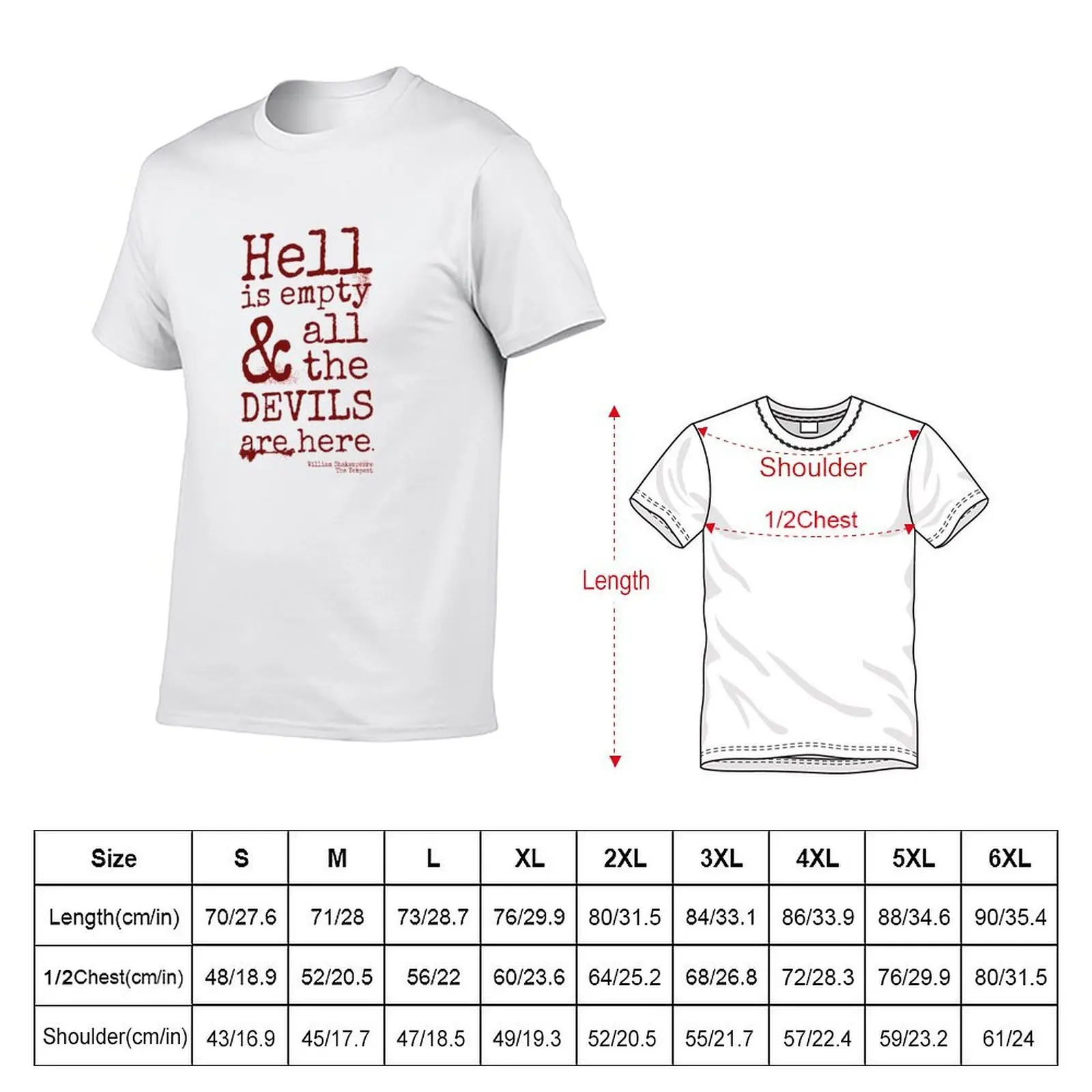 Shakespeare Quote, The Tempest, Devils Are Here T-Shirt man clothes customs design your own heavy weight t shirts for men