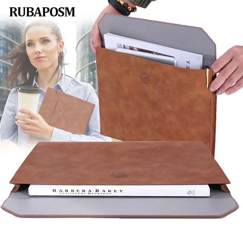 A4 Document Folder Leather Business File Handbag Briefcase Office Portable Paper Portfolio Organizer School Book Storage Pocket