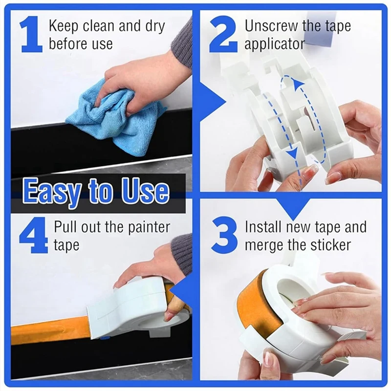 6PCS Set Masking Paint Tape Applicator, Painters Tape Applicator Tool With 5 Rolls Trim Paint Tape And Dispenser