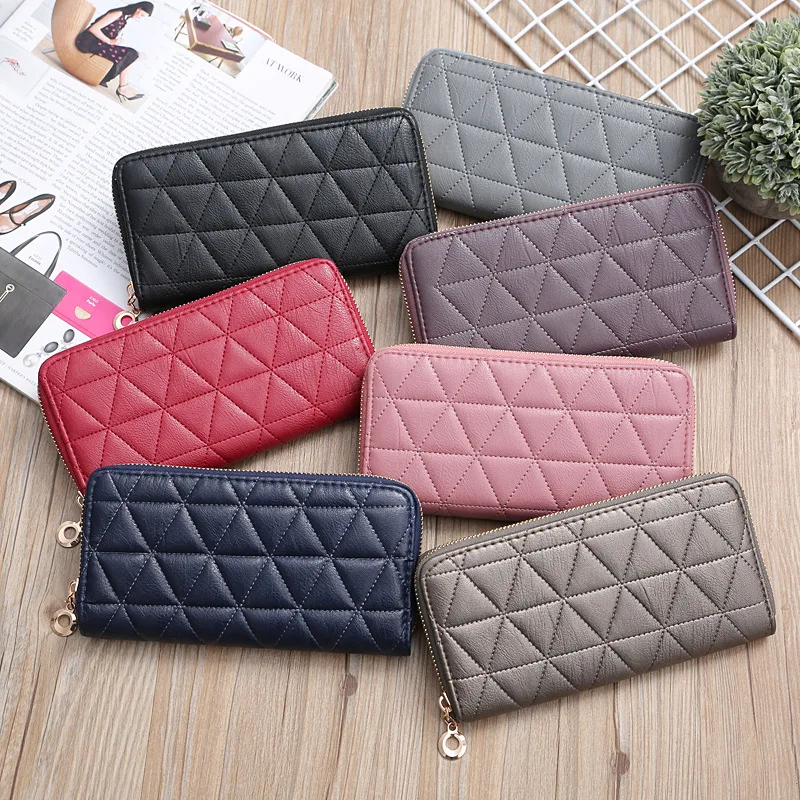 New Fashion Korean Version Long Car Stitching Women's Wallet Multi Slot Large Capacity Hand-held Bag