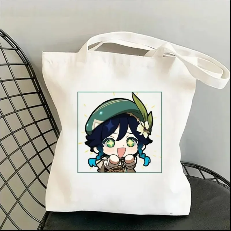 Genshin Women Shoulder Bags Harajuku Cute Tote Canvas Bag No Zipper Girls Handbags High Capacity Shipping Shopper Bag Reusable