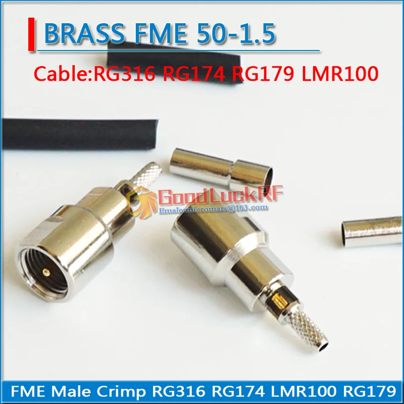 FME Male Crimp for RG316 RG174 LMR100 RG179 Coaxial Copper 50ohm FME-J-C-1.5 RF Connector Adapter