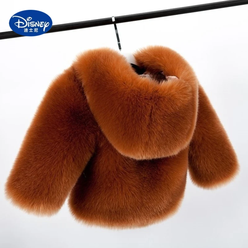 

Disney Kids' 2025 Winter Faux Beaver Fur Coat | Hooded Plush Jacket for Boys & Girls, Thick Warm Outerwear