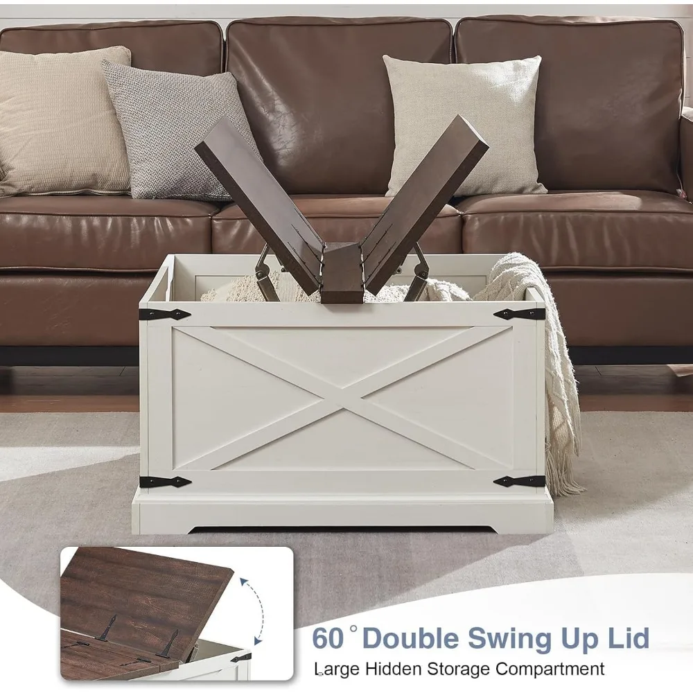 Rustic Wood Coffee Table with Lift Top Storage, Large Hidden Space for Rustic Living Room Decor