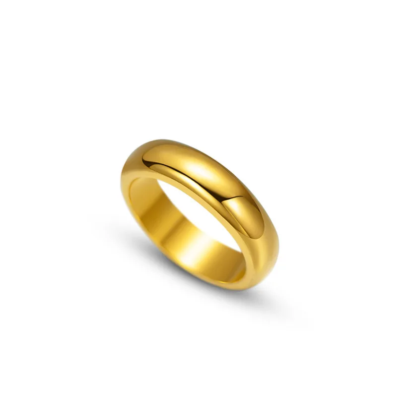 Polished Ring Couple 24K Gold AU999 - Thick men's/stylish women's, matching polished design, luxury 24K quality