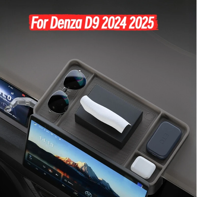 

For Denza D9 2024 2025 Central Control Screnn Back Storage Box Silicone ETC Phone Holder Dashboard Organizer Tray Accessories