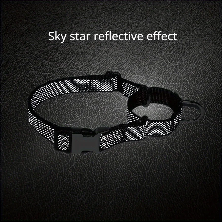 Reflective Nylon Dog Collar Adjustable Pet Training Controlled Collar Durable Safe Choke Necklace for Small Medium Large Dogs