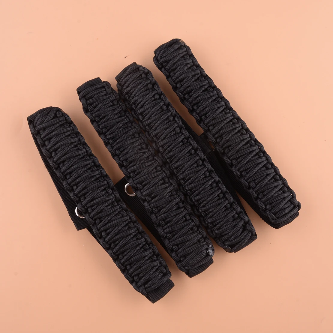 4pcs/Set Black Braided Style Car Roll Bar Grab Handle Paracord Grip Polyester Fit for Ford Bronco 2 4 Door 2021 2022 2023