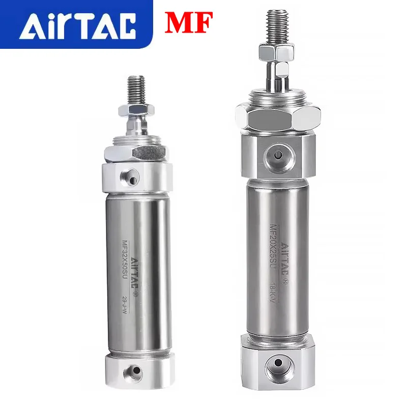 AirTAC MF Small Stainless Steel Pneumatic Cylinder With Magnetic MF20/25/32/40 Stroke 25/50/75/100/150/200/300/500-S-U S-CA S-CM
