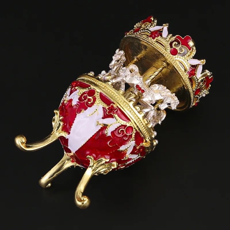 Эмалированная милая карусель, веселое яйцо, шкатулка для драгоценностей, украшение для дома, элегантный органайзер для хранения ценных аксессуаров