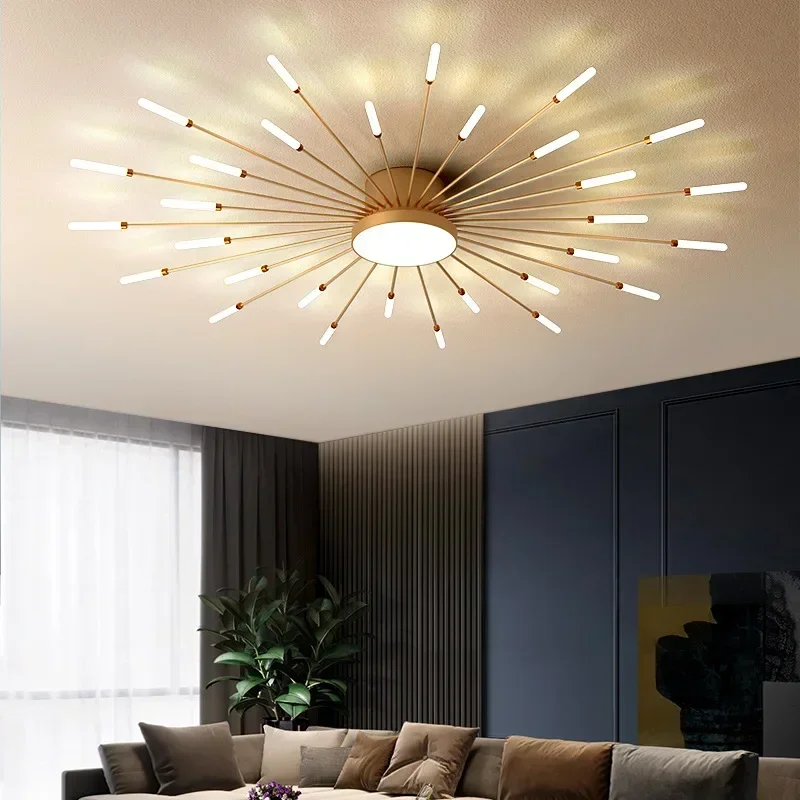 Imagem -06 - Nordic Led Acrílico Girassol Teto Lights Lâmpada Interior Lustre para Quarto Sala de Estar Decoração do Salão Preto e Dourado