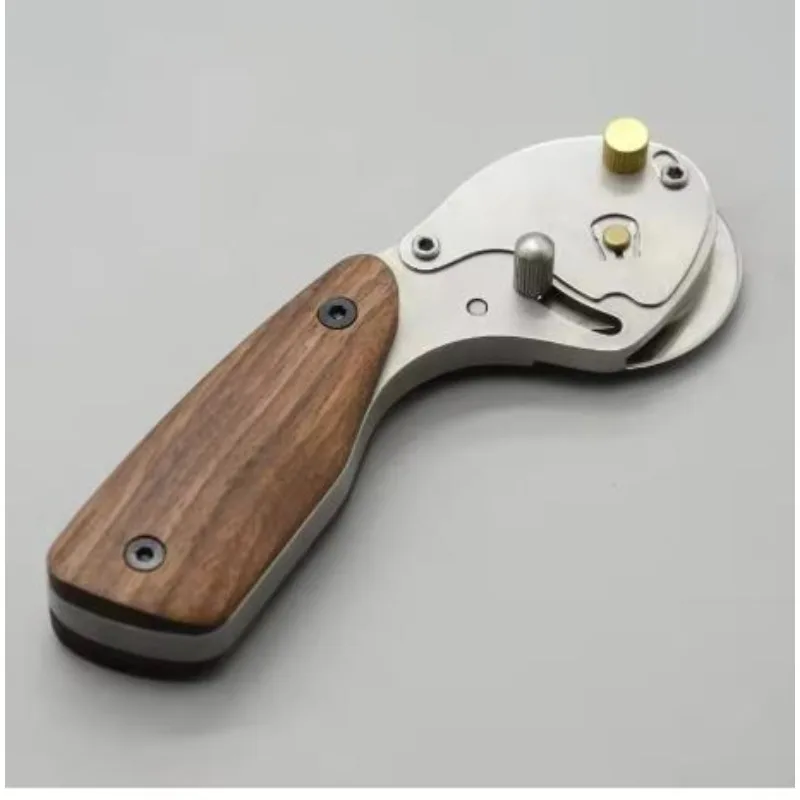 Full Metal Rotary Cutter Stainless Steel Leather Craft Knife Retractable Blade Walnut Handle 45 Mm