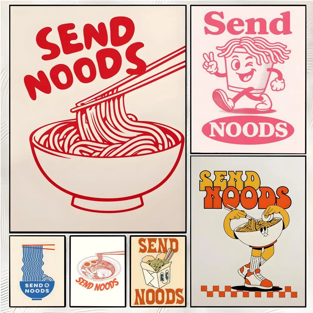 Send Noodles Casual Puzzle Painting Calligraphy Wall Art Mural Living Room Canvas Decor Gifts