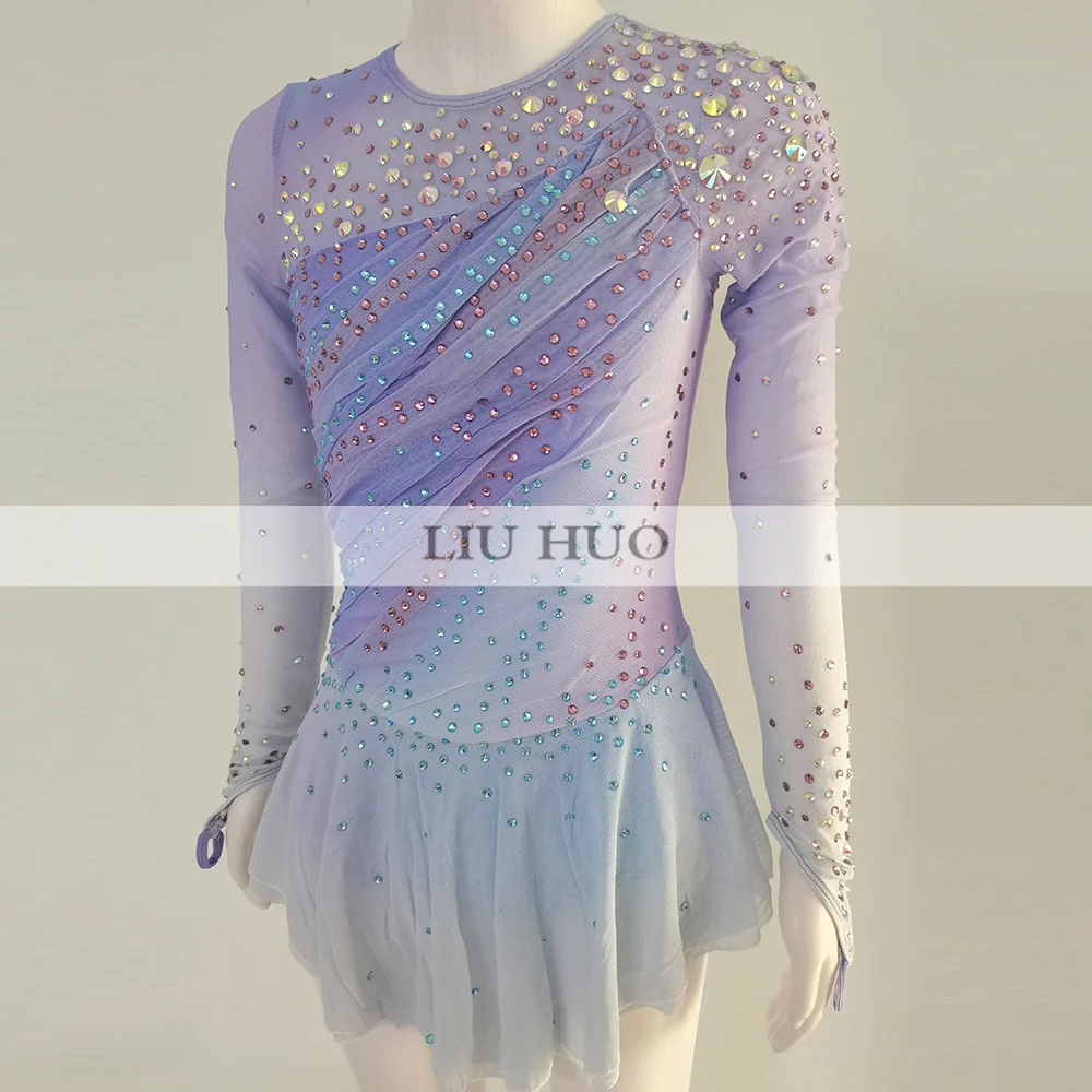 LIUHUO Damen Mädchen Performance Erwachsene Gymnastik Wettbewerb Trikot Eiskunstlauf Kleid Tanzkostüm Teen Mehrfarbig