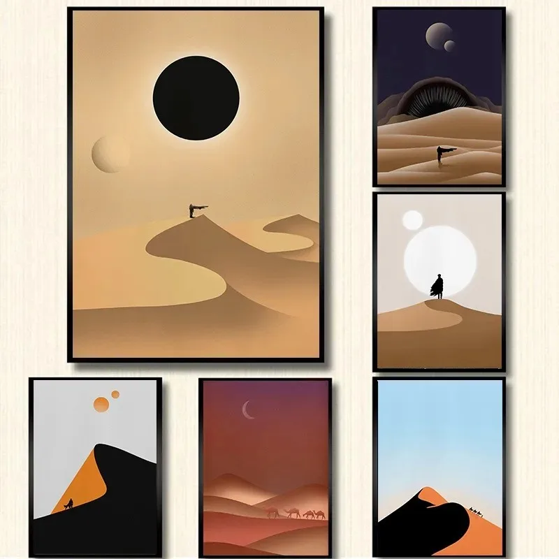 Arrakis póster de paisaje de viaje en desierto, pintura en lienzo de Dune, Planeta, gusanos de arena, arte de pared bohemio para sala de estar, decoración del hogar, Mural