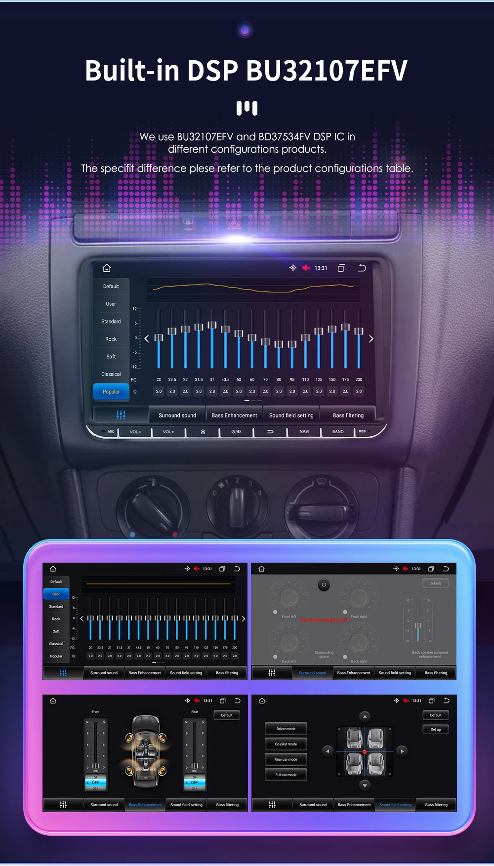 9" Hizpo 2Din Android Auto Autoradio für VW Volkswagen Golf Passat B6 B7 Skoda Seat Octavia Polo Tiguan RDS DSP GPS 4G CarPlay – Detail 6