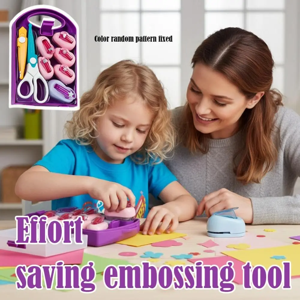 Various Shapes DIY Puncher Craft Set With Storage Box DIY Projects Flower Shaped Punch Plastic Mini Embossing Punch