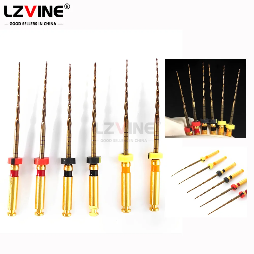 6pcs Dental Reciprocating Rotary Gold Files Endo NiTi File Dental Only One Files for Dental Endodontic Rotary Treatment Dentistr