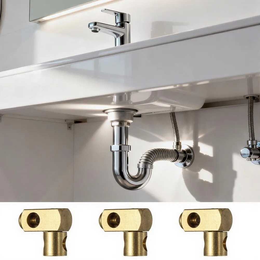 Brass Drain Link Basin Sink Waste Rod 5.2mm Diameter Hole 17x17mm Total Size Rust Proof Material For Daily Sink Use