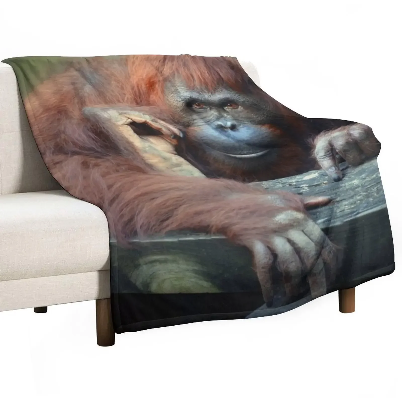 Orangutan Throw Blanket Soft Plaid Bed Fashionable Soft Extra Large Throw Blankets