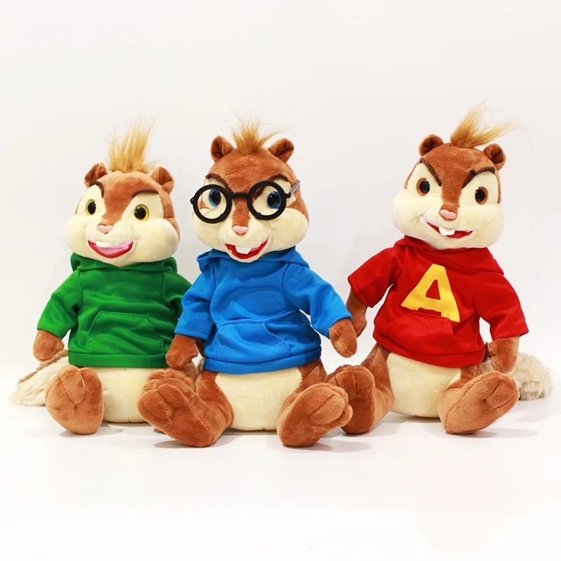 New 25cm Alvin and the Chipmunks Halloween Plush Toys Kawaii Fluffy Chipmunks Stuffed Animals Birthday Christmas Gift