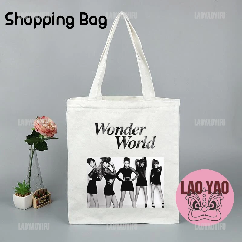 WG Shopper Bag for Women Wonder Girls Wonderful Aesthetic Bags Totebag Tote Shopping Woman Cloth Canvas Large University Student