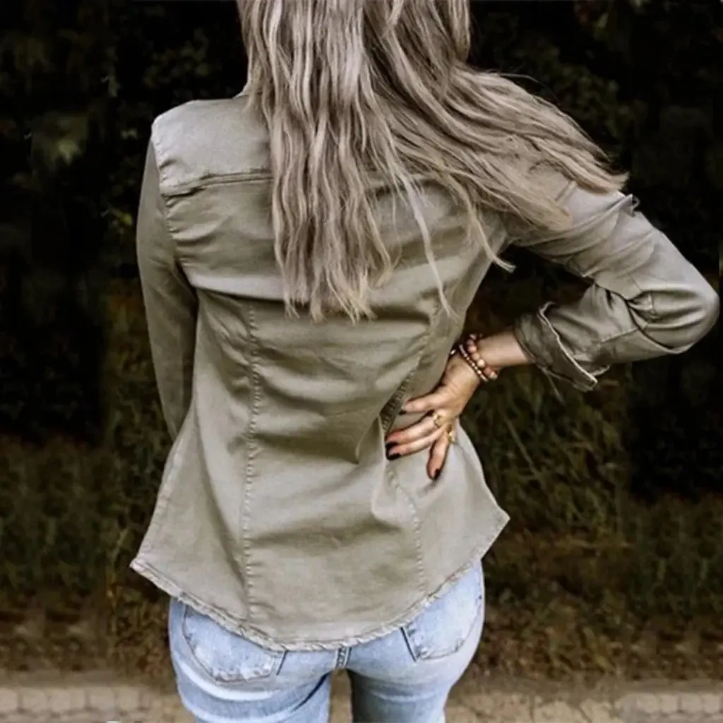 

Women's Mid-Length Denim Jacket New Style for WISH European American Fashion Top