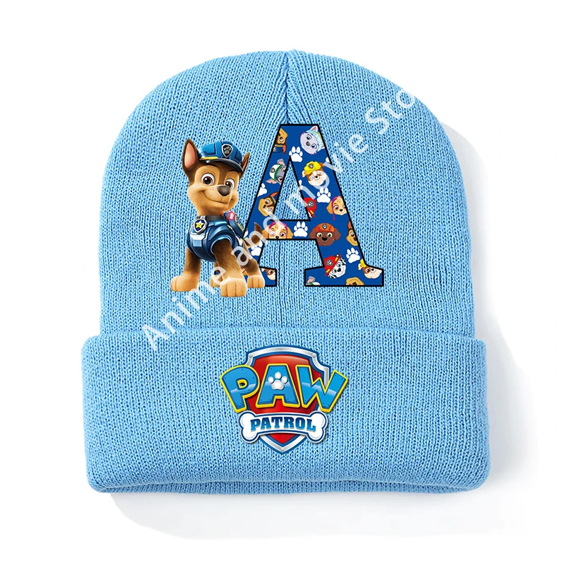 Paws Patrols Chase Ragazzi Cappelli lavorati a maglia Lettera stampata Copricapo per bambini Cotone Inverno Carino Berretto di lana Cartoon Anime