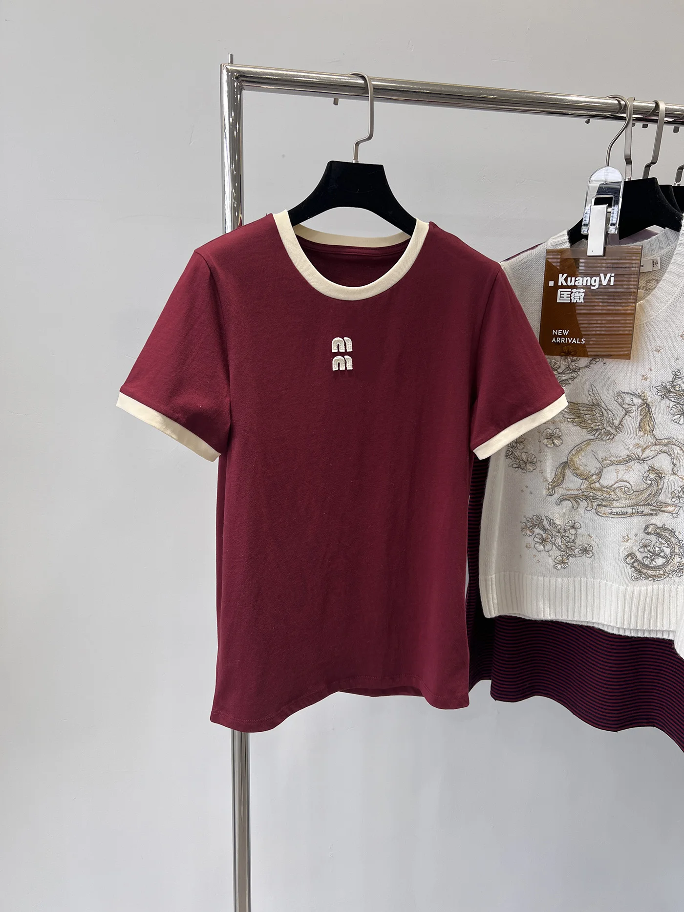 

Футболка с коротким рукавом в американском ретро-стиле для девочек, с цветными блоками и буквенным принтом, круглый вырез, хлопок, летний модный топ