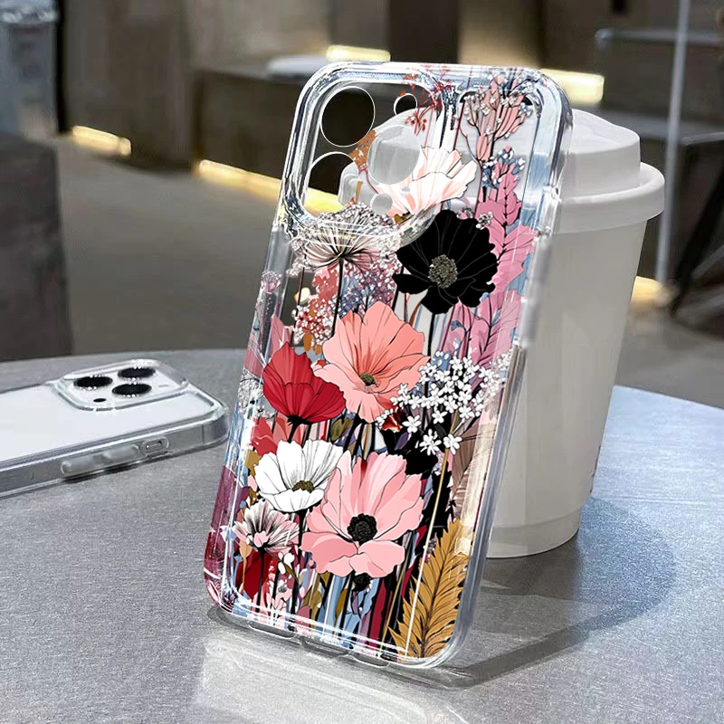 Französischer Blumen-Handycase für Xiaomi Redmi 13 12 13C 14C Redmi Note 14 13 Pro Plus 5G 14 12 Weiche Stoßfeste Schutzhülle – Detail 1