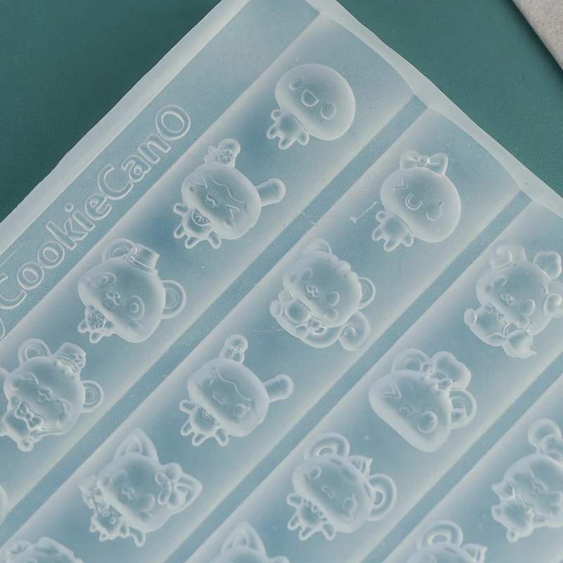 Moules d'art d'ongle en Silicone en Relief 3D, dessin animé Animal lapin chat chien conception bricolage décorations d'art d'ongle modèle de manucure Transparent