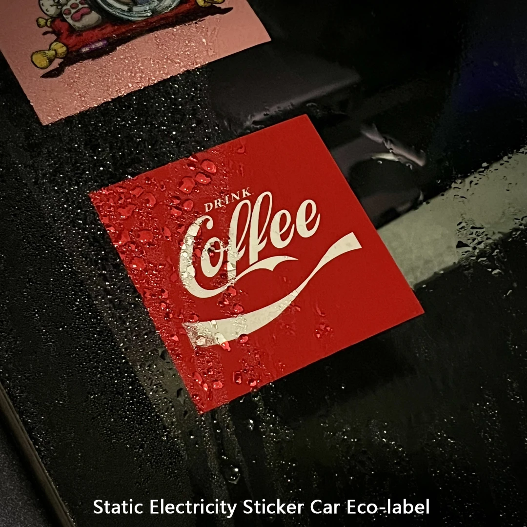 Go Drink Coffee Static Sticker Car Environmental Protection Label Can Be Attached to the Front Windshield Without Leaving Traces