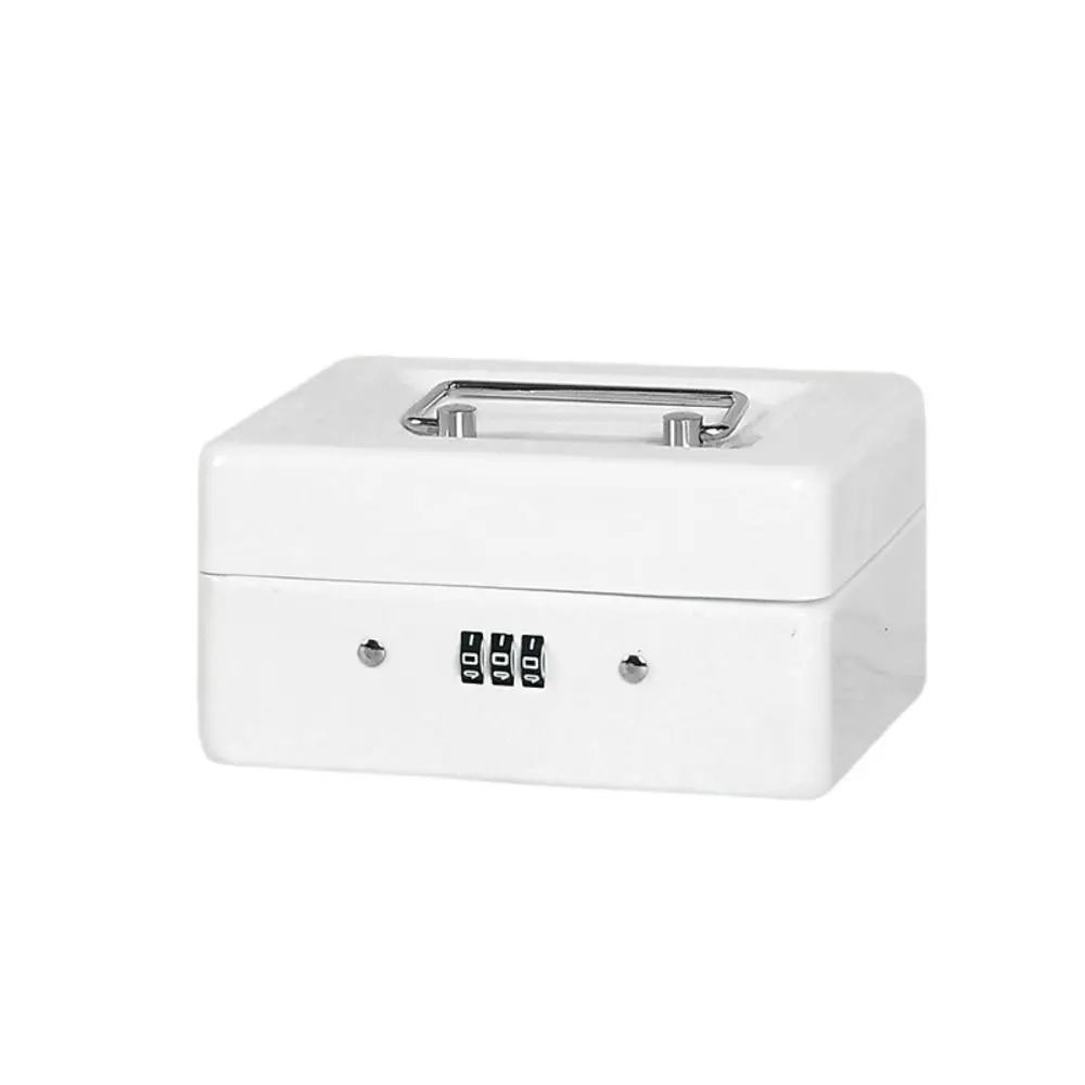 Small/Large Locking Cash Box Safe Double Layer Metal Money Box with Tray Cover with Combination Lock Lock Storage Box