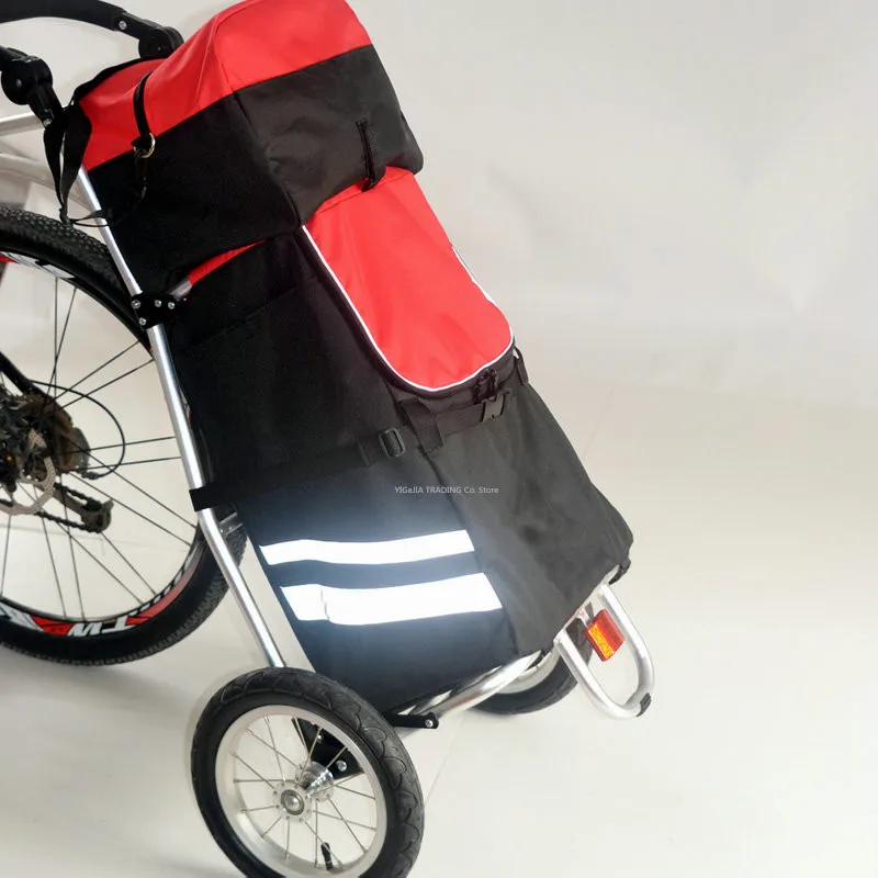 Folding Bike Cargo Trailer with Big Bag And Bike Contacter, Bicycle Trailer, 12 inch Air Wheel Shopping Trolley Luggage Cart 63L