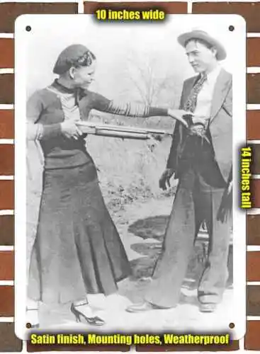 Metal Sign - 1933 Bonnie and Clyde- 10x14 inches