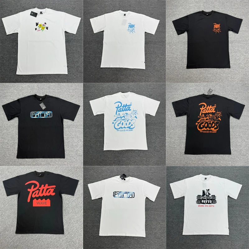 American Fashion Real Photo High-quality PATTA T-shirt Men Women Couple Patta Short-sleeved Top