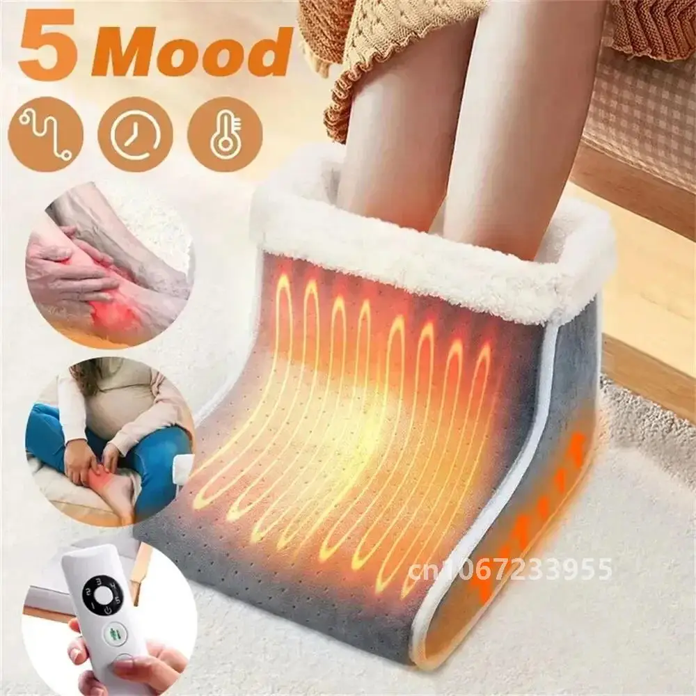 Electric Foot Heater 5 Modes Heating Control Setting Washable Heated Thermal Foot Warmer Massager EU Plug Foot Care Pad Cushion