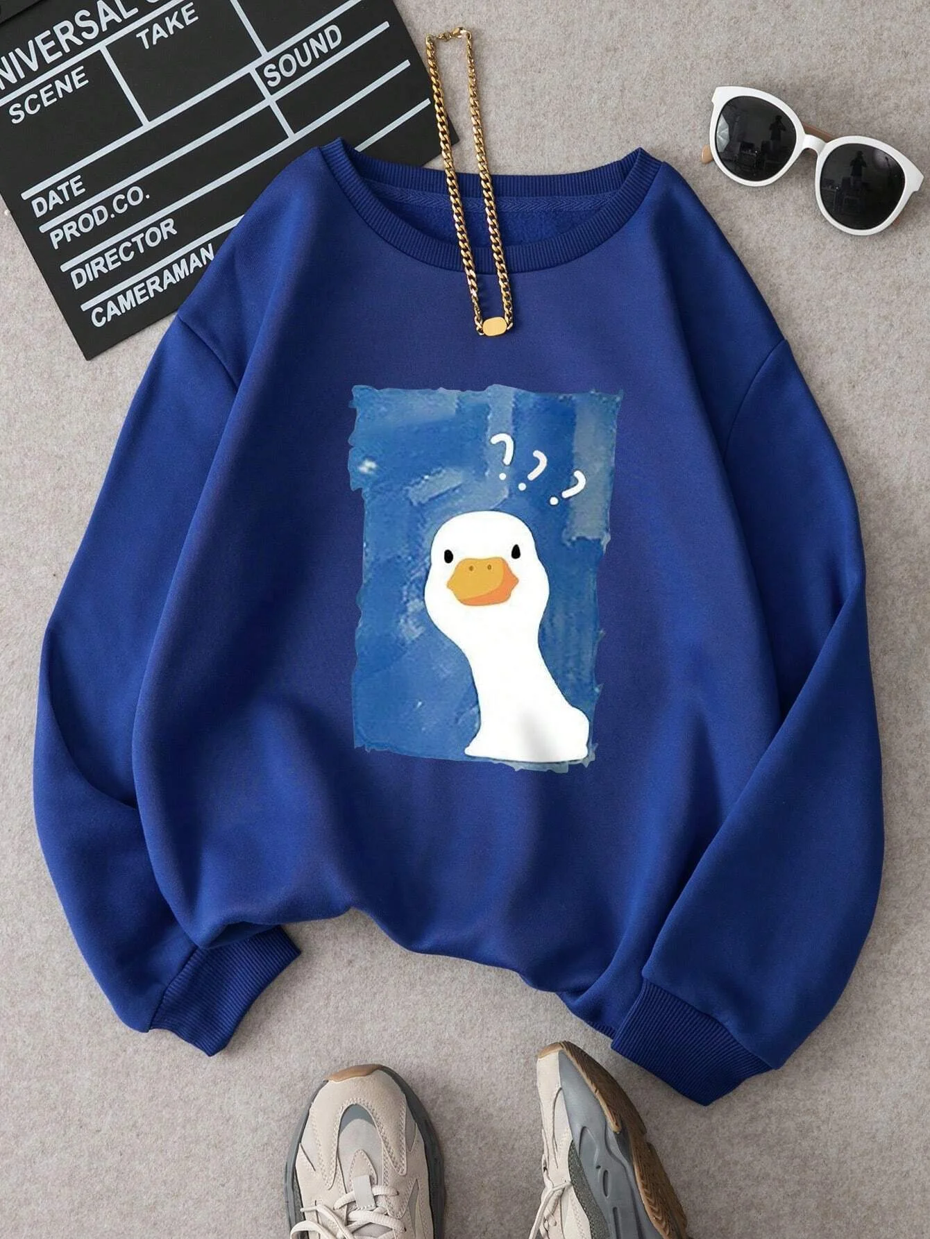 Karikatür ördek baskı kadın tişörtü grafik boy Hoodies kadınlar için uzun kollu giyim Casual bluz Fashion2024 yeni In