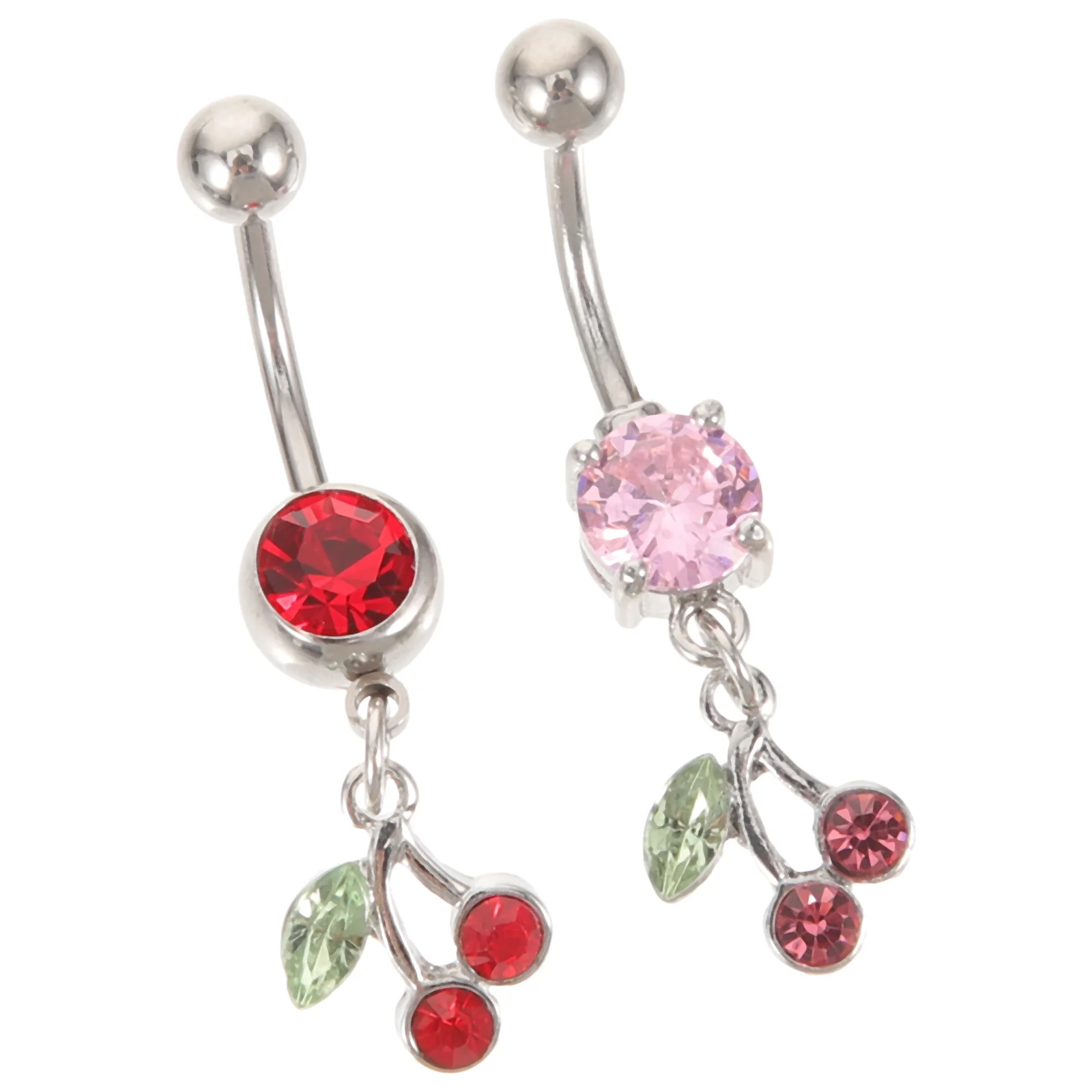 

2pcs Fruit Belly Button Rings Cherry Dangle Belly Piercings Small Navel Jewelry For Women Summer Body Piercing Gift