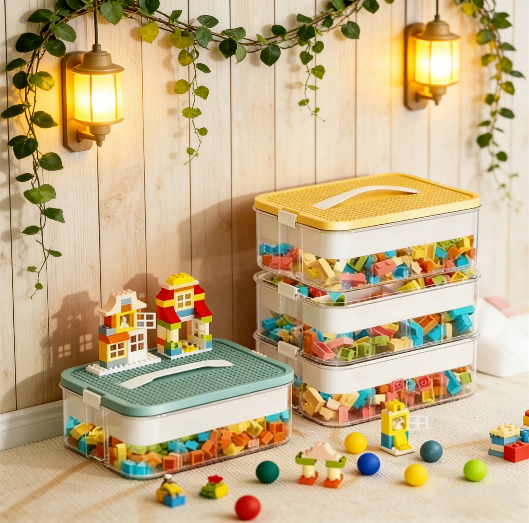 

Transparent Plastic Stackable Storage Box Dustproof Moistureproof Building Block Organizer for Home