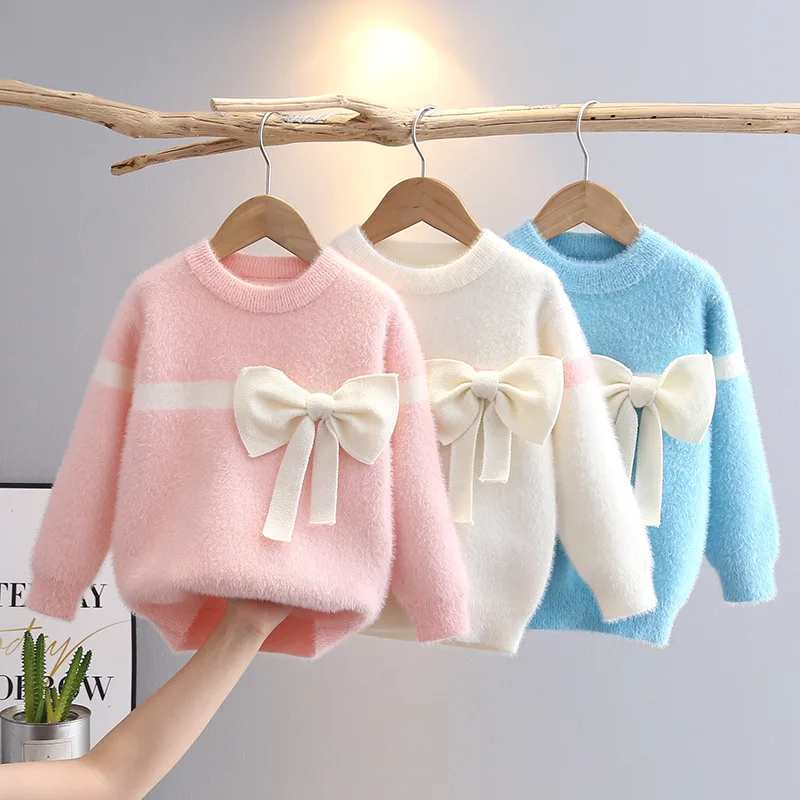 

Girls Woolen Jersey Sweaters Autumn Winter 2024 Children's Clothing Knitted Outerwear Tops For Baby Costume Kids Sweater Outfits