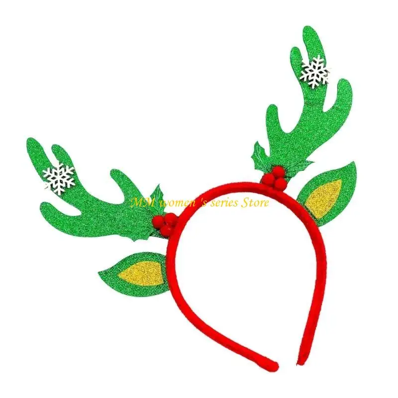 

Q39C Festival Gold Reindeer Antlers Headband HeadFor Adults And Kids Holiday Fun