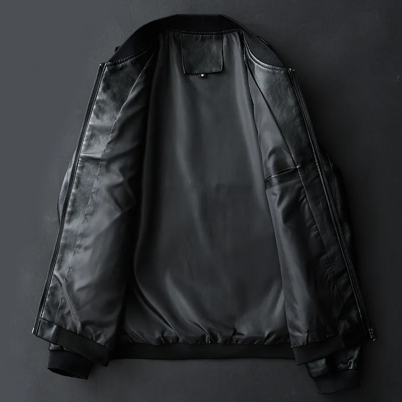 Men's Plus Size Leather Jacket, Men's Autumn Stand Up Collar Leather Jacket, Men's Trendy Leather Jacket,Coat Men Winter