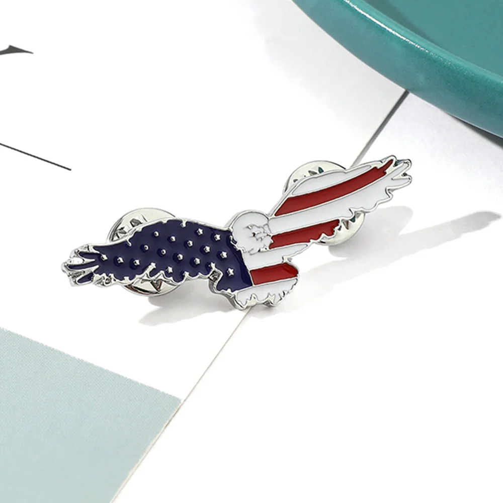 American Flag Bird Bald Eagle Brooch Lapel Pin Clothes Accessory Backpack Metal Enamel Pin For Women Jewelry Gift