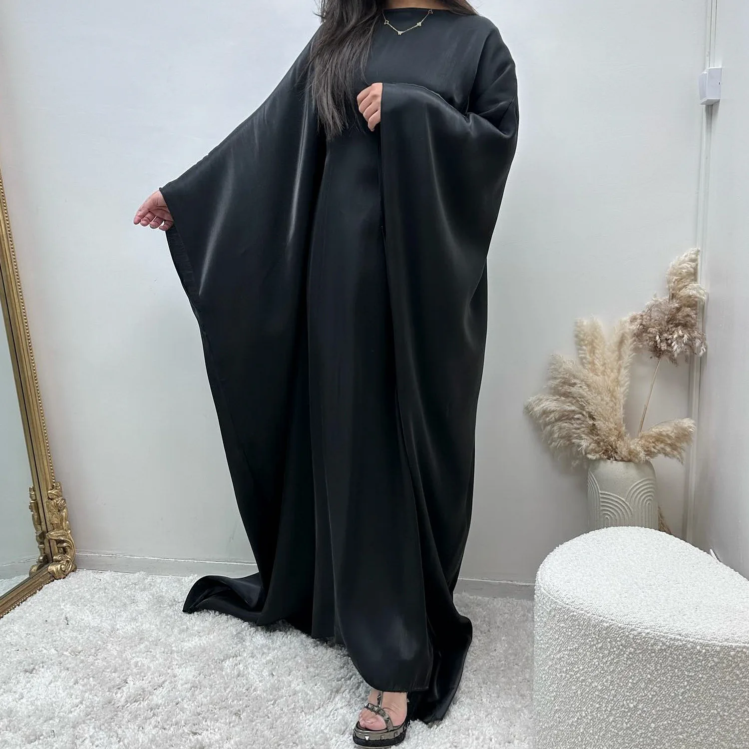 Batwing Sleeve Women Dress Ankle-length Spring/Summer Party Muslim Dress Women Dubai Abaya Kaftan Casual Abayas Ramadan Morocco