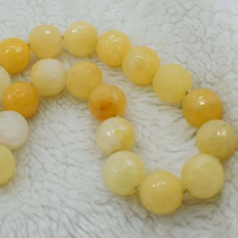wholesale 20mm yellow quartz  faceted  round  necklace 17.5inch FPPJ nature beads xmas gift